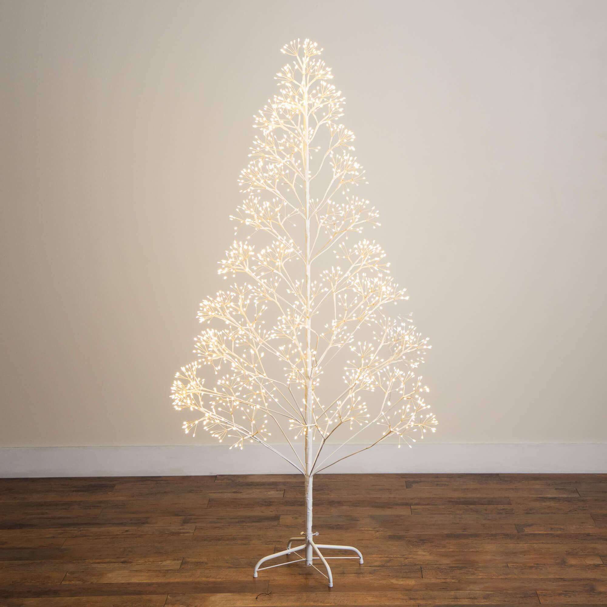 6ft. Pre-Lit Artificial White Starburst Tree, Fairy Warm White LED Lights